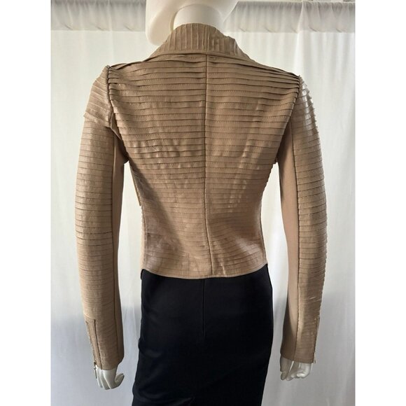 Marciano Los Angeles Women's Shayna Drape Jacket Leather Beige Size 2 - Picture 5 of 9